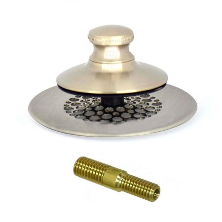 WATCO Univ. NuFit Foot Act. Bath Stopper and 3/8-5/16 in. P, Adapter, Nickel 48751-PP-BN-G